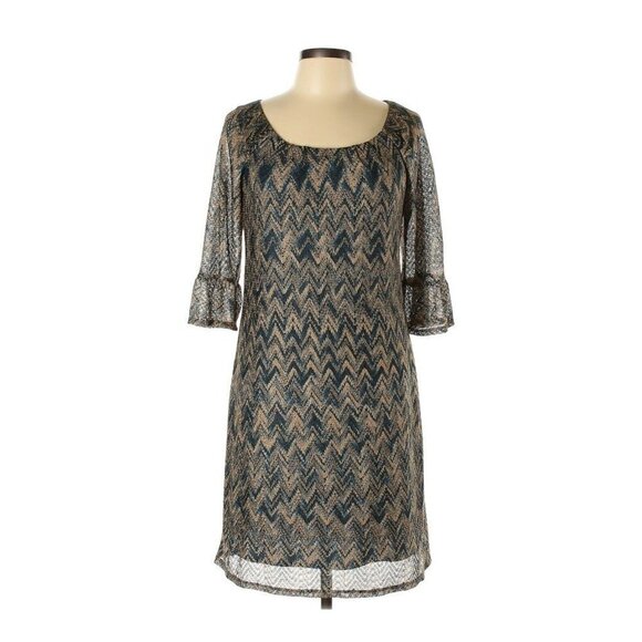 CHRIS McLaughlin Chevron Knit Ruffle Sleeve Dress - Picture 1 of 2